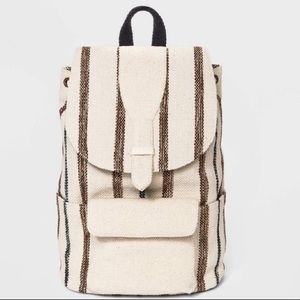 Striped Rucksack Backpack- Black/White